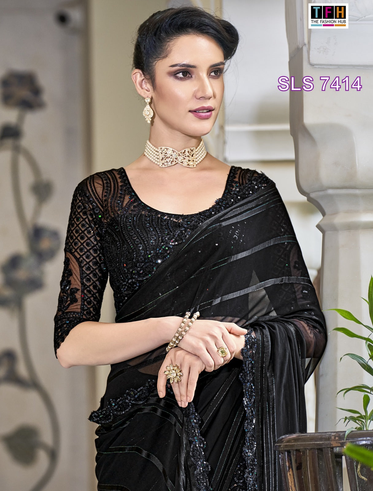 Sequence Fancy Saree  image 6