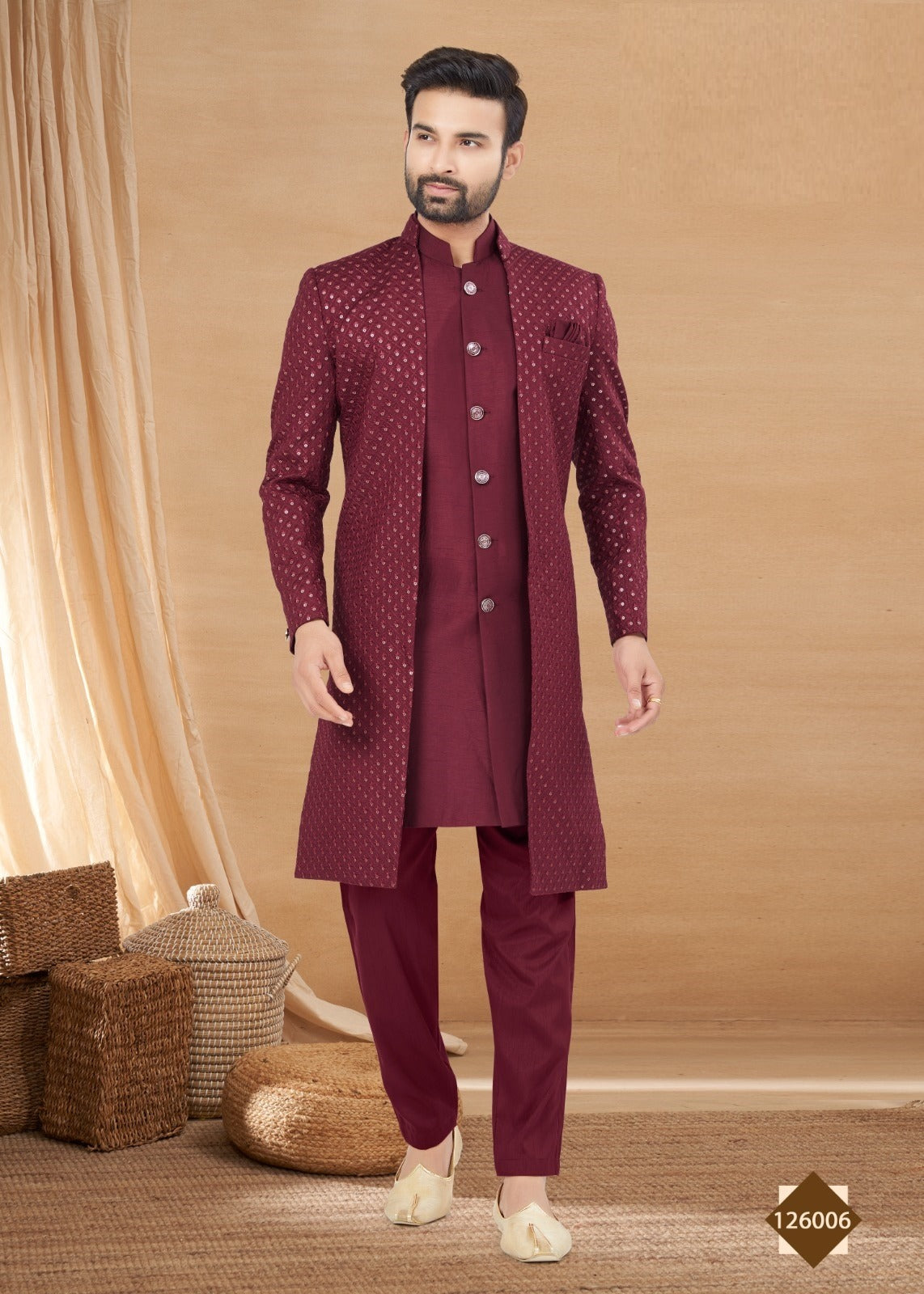 Men's Sherwani with Kurta Pajama image 4